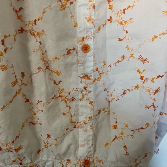 Volcom White with Orange Embroidered Pixie Dust Button Front Cami Tank - Picture 5 of 10